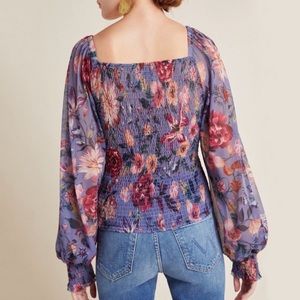 HTF ANTHROPOLOGIE Rouen Floral Printed Top Size M.